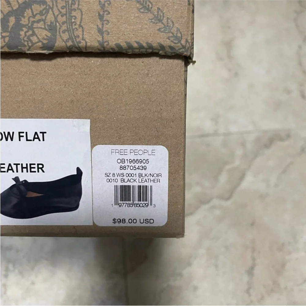NIB FREE PEOPLE Mania Bow Ballerina Flats Black Leather. Size 8 - Picture 8 of 11